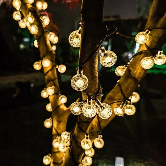 Solar Crystal Globe LED String Lights – Enchant Your Space